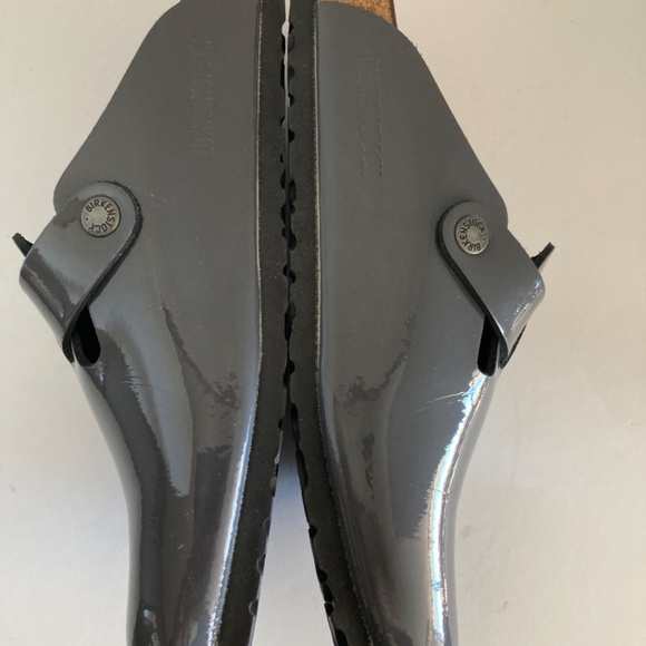 Birkenstock Boston Clogs EU41 Gray Patent Leather Cork Footbed Slip-On Germany - Picture 13 of 16